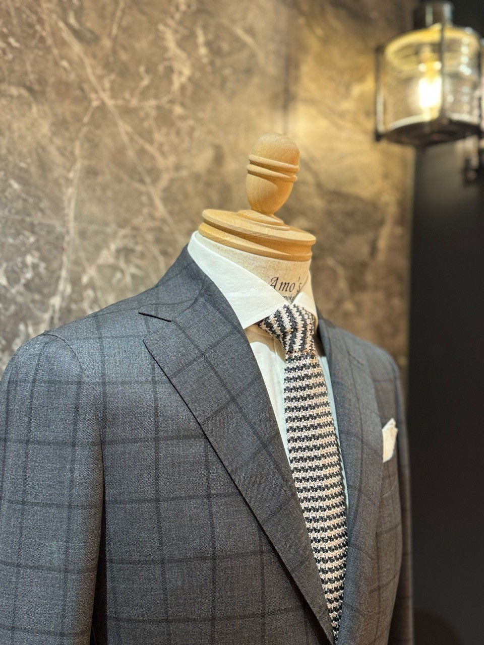 Amo's Bespoke Tailor Limited. Grey Checked Suit